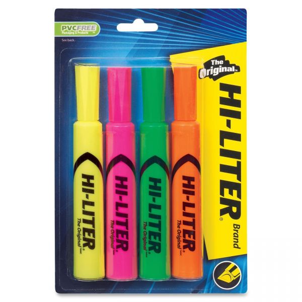 AVE24063 Avery HI-LITER Desk-Style Highlighter, Chisel Tip, Assorted Colors, 4/Set
