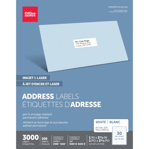 Avery Return Address Labels, 0.5\" X 1.75\", White, 2 Packs (21921