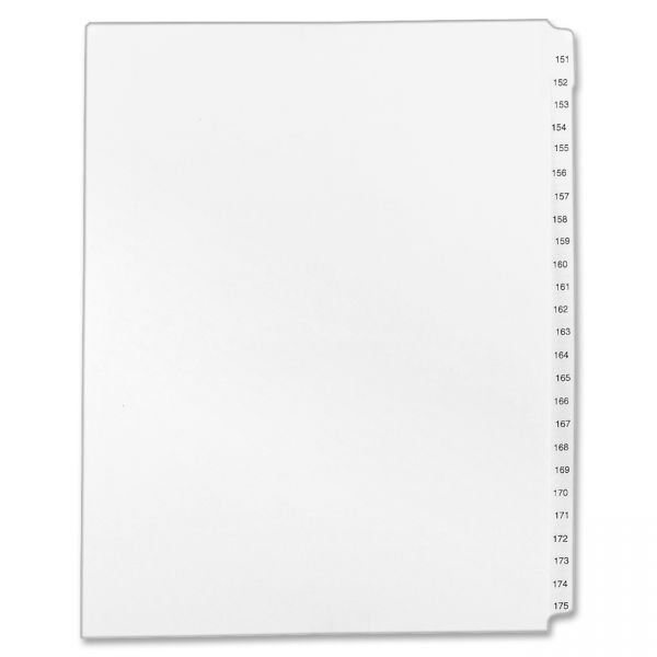 AVE82189 Avery Allstate-Style Legal Exhibit Side Tab Dividers, 25-Tab,151-175, Letter, White