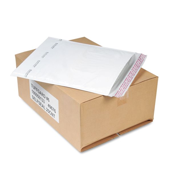 SEL49676 Sealed Air Jiffy TuffGard Self Seal Cushioned Mailer, #6, 12 1/2 x 19, White, 25/Carton
