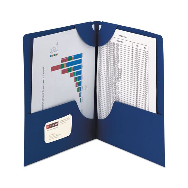 SMD87982 Smead Lockit Two-Pocket Folder, Textured Paper, 11 x 8 1/2, DK Blue, 25/BX