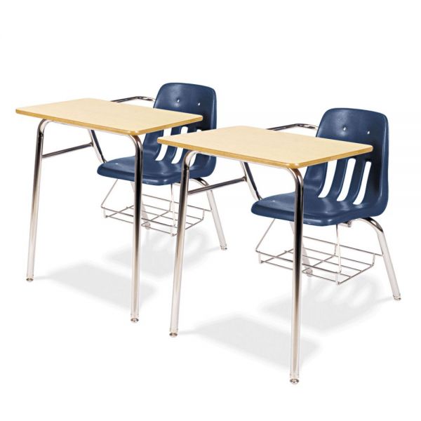 VIR9400BR51385 Virco 9400 Series Chair Desk, 21w x 33-1/2d x 30h, Fusion Maple/Navy, 2/Carton