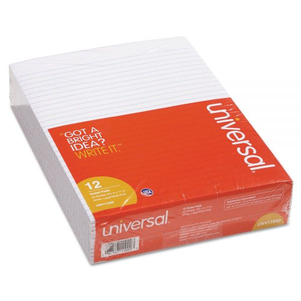 UNV11000 Universal Glue Top Writing Pads, Legal Rule, Letter, White, 50 Sheet Pads/Pack, Dozen