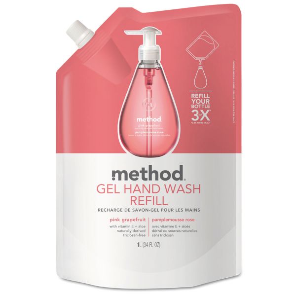 MTH00655 Method Gel Hand Wash Refill, Pink Grapefruit, 34 oz Pouch