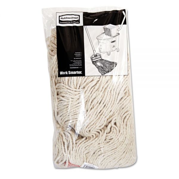 RCPF51712WHICT Rubbermaid Commercial Cotton/Synthetic Cut-End Blend Mop Head, 20oz, 1" Band, White, 12/Carton