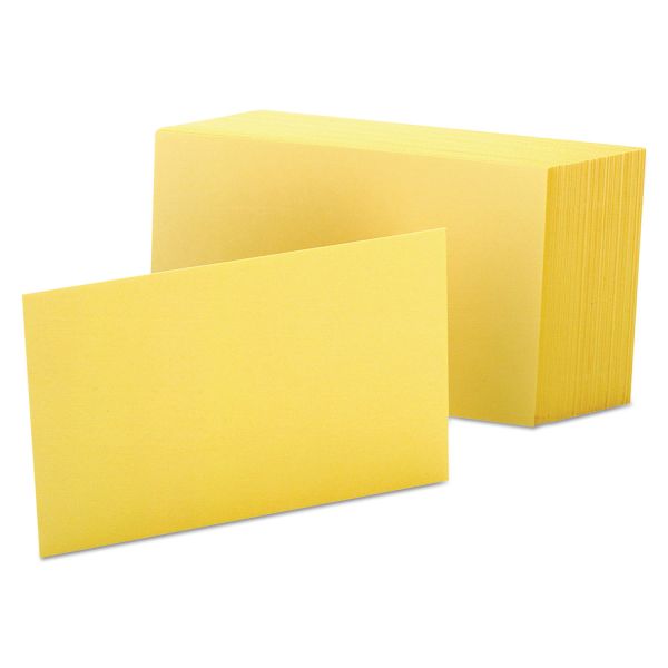 OXF7420CAN Oxford Unruled Index Cards, 4 x 6, Canary, 100/Pack