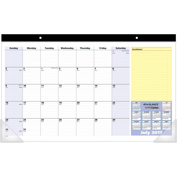 AAGSK72600 At-A-Glance QuickNotes Compact Academic Monthly Desk Pad Calendar