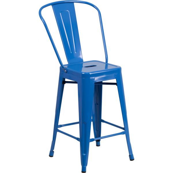 FHFCH3132024GBBLGG Flash Furniture 24'' High Metal Indoor-Outdoor Counter Height Stool with Back