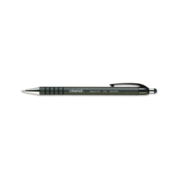 UNV15520 Retractable Ballpoint Pen, Black Ink, Fine, Dozen