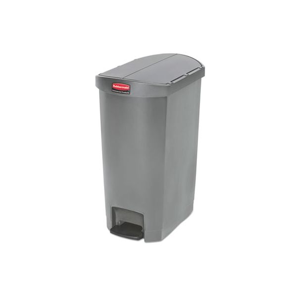 RCP1883603 Rubbermaid Commercial Slim Jim Resin Step-On Container, End Step Style, 13 gal, Gray
