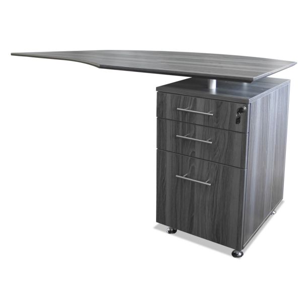 MLNMNRTNRLGS Mayline Medina Series Laminate Curved Right Return, 63w x 24d x 29 1/2h, Gray Steel