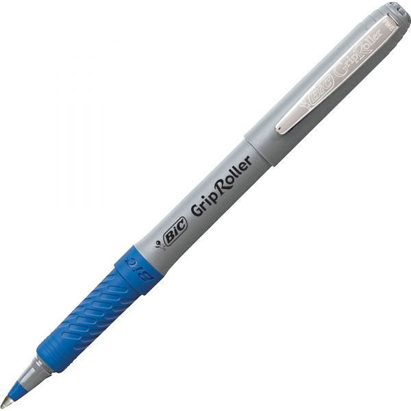BICGRE11BE BIC Grip Stick Roller Ball Pen, Blue Ink, .7mm, Fine, Dozen
