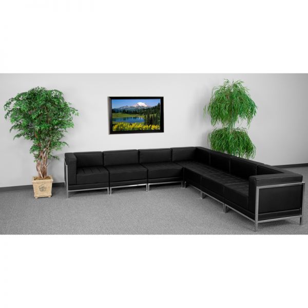 FHFZBIMAGSECTSET1GG Flash Furniture HERCULES Imagination Series Black Leather Sectional Configuration, 7 Pieces