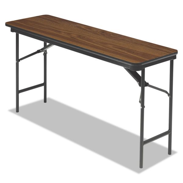 ICE55275 Iceberg Premium Wood Laminate Folding Table, Rectangular, 60w x 18d x 29h, Oak