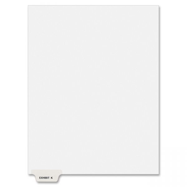 AVE11950 Avery-Style Preprinted Legal Bottom Tab Divider, Exhibit K, Letter, White, 25/PK
