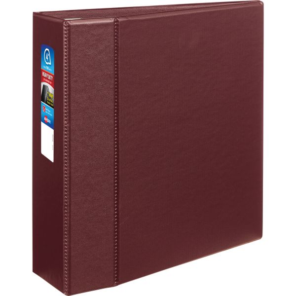 AVE79364 Avery Heavy-Duty 3-Ring Binder with One Touch EZD Rings, 4" Capacity, Maroon