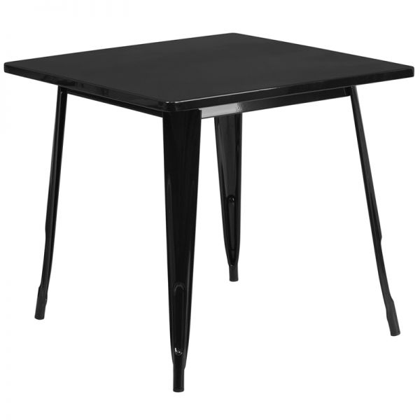 FHFETCT0021BKGG Flash Furniture 31.5'' Square Black Metal Indoor-Outdoor Table