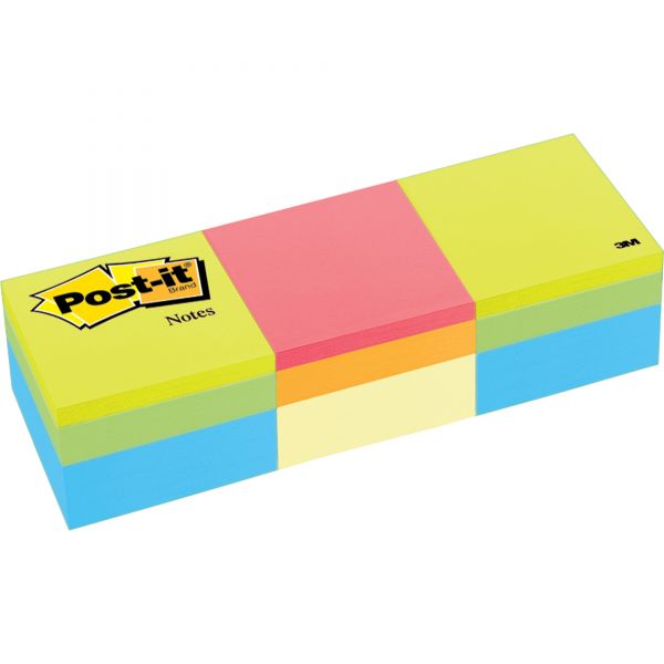 MMM20513PK Post-it Notes Mini Cubes, 2 x 2, Canary Yellow/Green Wave, 400-Sheet, 3/Pack