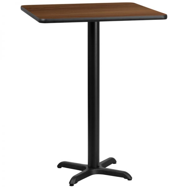 FHFXUWALTB3030T2222BGG Flash Furniture 30'' Square Walnut Laminate Table Top with 22'' x 22'' Bar Height Table Base