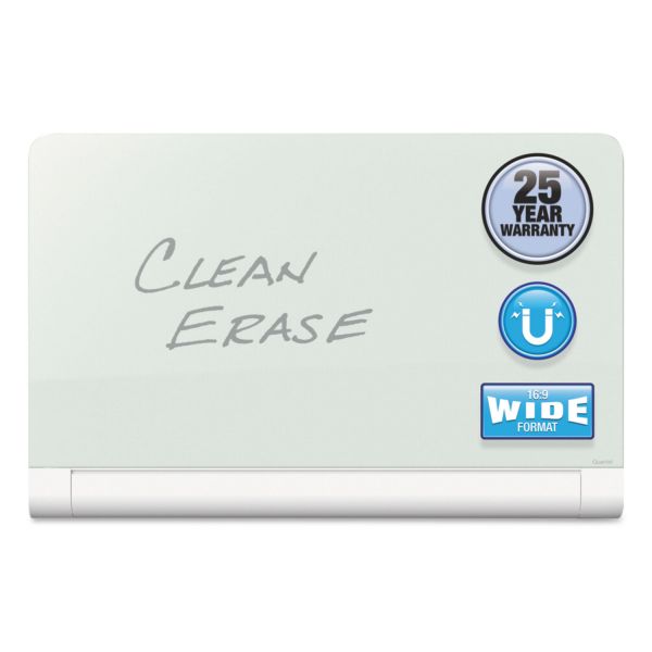 QRTG7442HT Quartet Horizon Magnetic Glass Marker Board with Hidden Tray, 74 x 42, White