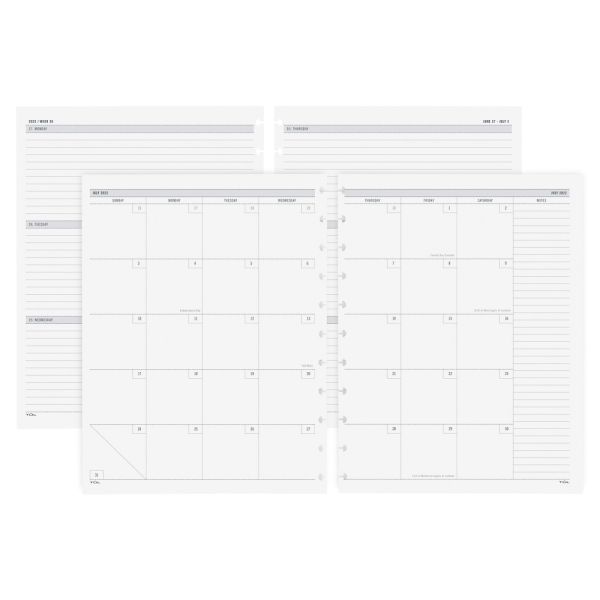 TUL Discbound Academic Weekly/Monthly Planner Refill Pages, Letter Size