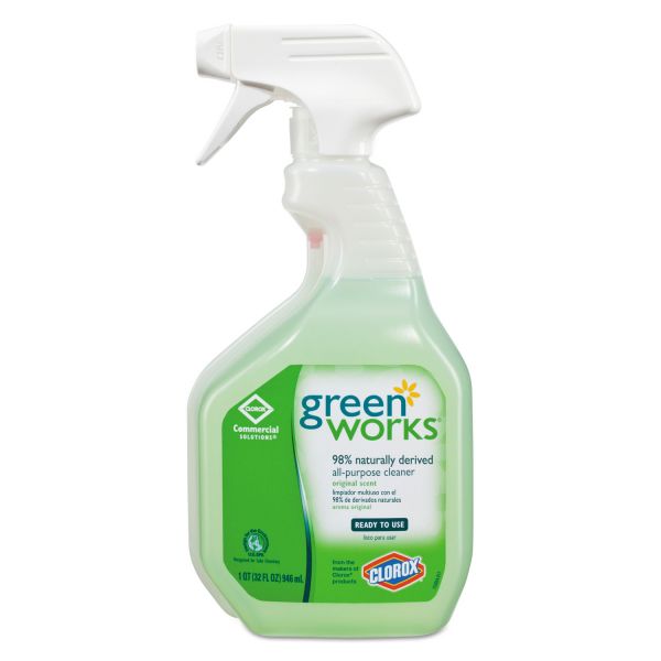 CLO00456CT Green Works All-Purpose and Multi-Surface Cleaner, Original, 32oz Spray Bottle, 12/Carton