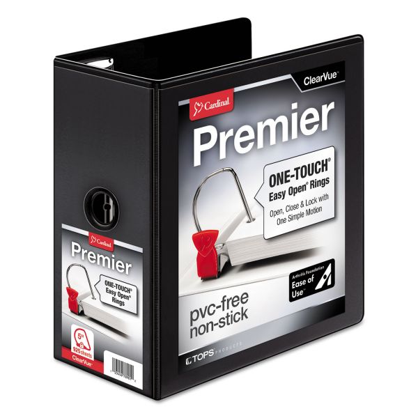 CRD10351 Cardinal Easy-Open ClearVue Locking 3-Ring View Binder, 5" Capacity, Slant-D Ring, Black