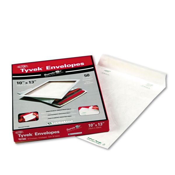 QUAR1582 Survivor Tyvek Mailer, 10 x 13, White, 50/Box