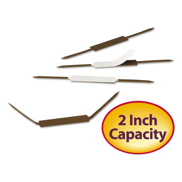 SMD68220 Smead Standard Adhesive File Fasteners, 2" Capacity, Brown, 100/Box