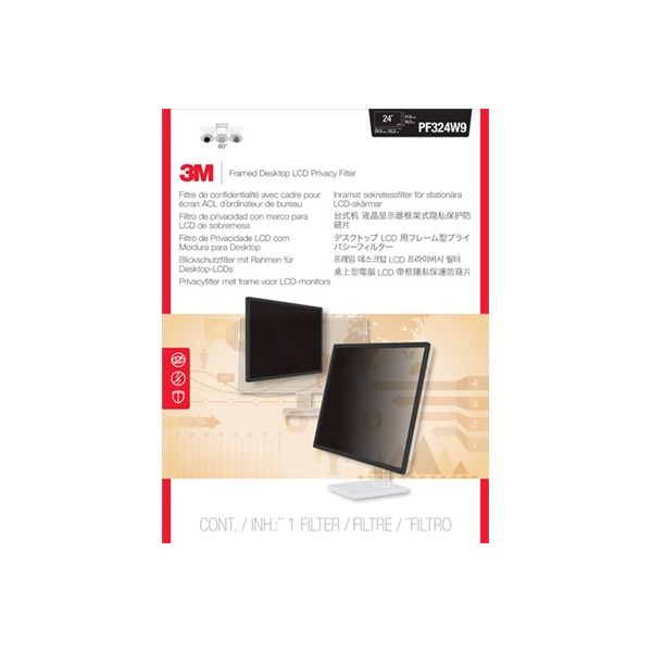 SYNX4128411 3M PF324W9 Framed Privacy Filter for Widescreen Desktop LCD Monitor Black