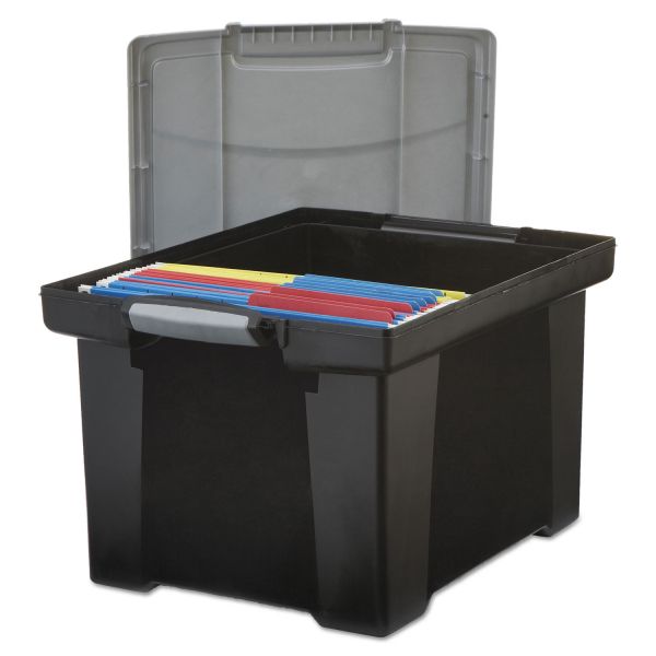 STX61543U01C Storex Portable File Tote w/Locking Handle Storage Box, Letter/Legal, Black/Silver