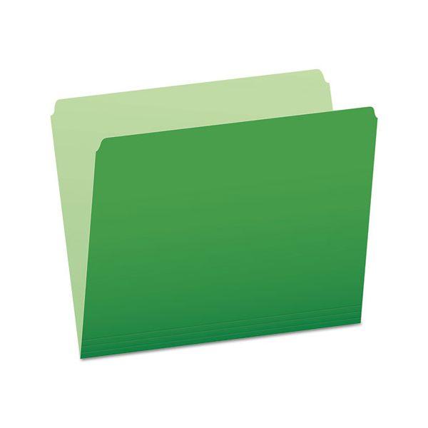 PFX152BGR Pendaflex Colored File Folders, Straight Cut, Top Tab, Letter, Green/Light Green, 100/Box