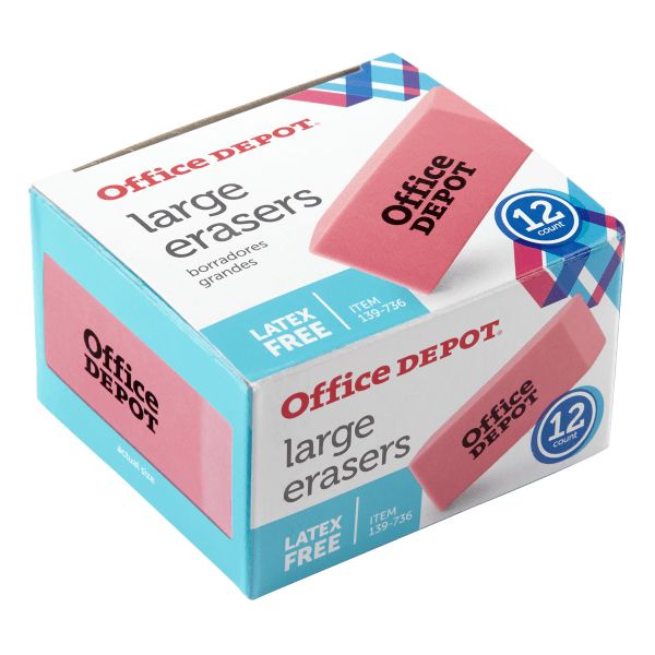 Pink Bevel Erasers, Large, Pack Of 12