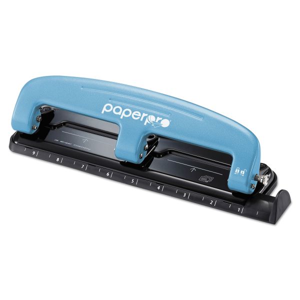 ACI2103 PaperPro inPRESS Three-Hole Punch, 12-Sheet Capacity, Blue/Black