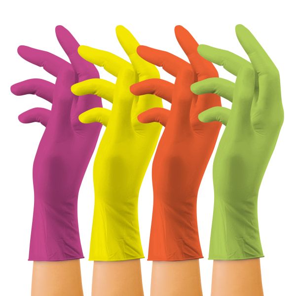 O-Cedar Nitrile Powder-Free Disposable Gloves, One Size, Assorted