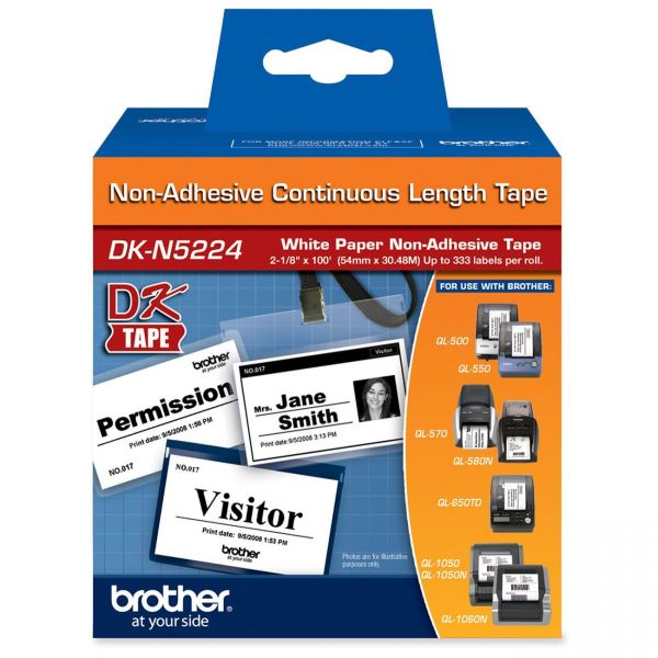 BRTDKN5224 Brother DKN5224 - Black on White Non-Adhesive Continuous Length Paper Tape