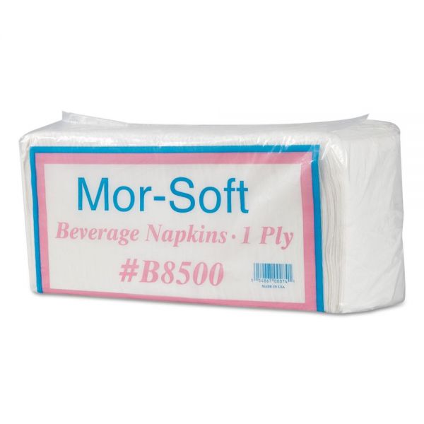 MORB8500 Morcon Paper Beverage Napkin, 9 x 9-1/4, White, 500/Pack, 8 Packs/Carton