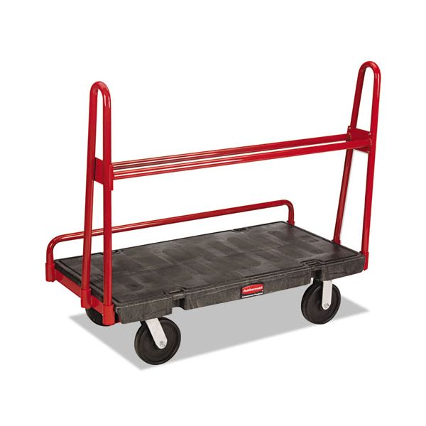 RCP4463BLA Rubbermaid Commercial A-Frame Panel Truck, 2000-lb Cap, 24 1/4w x 48d x 45h, Black/Red