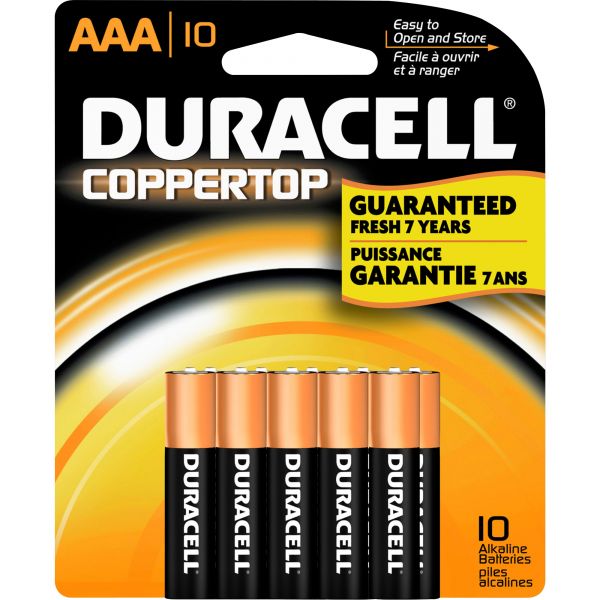 DURMN2400B10Z Duracell Coppertop Alkaline AAA Battery - MN2400