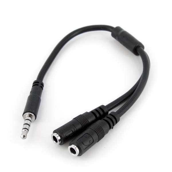 SYNX2922142 StarTech.com Headset adapter for headsets with separate headphone / microphone plugs - 3.5mm 4 position to 2x 3 position 3.5mm M/F