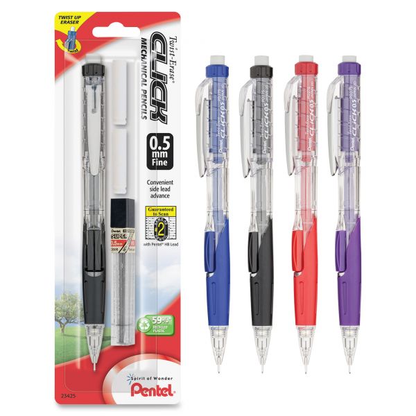 PENPD275TLEBP Pentel Twist Erase Click 0.5 Mechanical Pencil Set