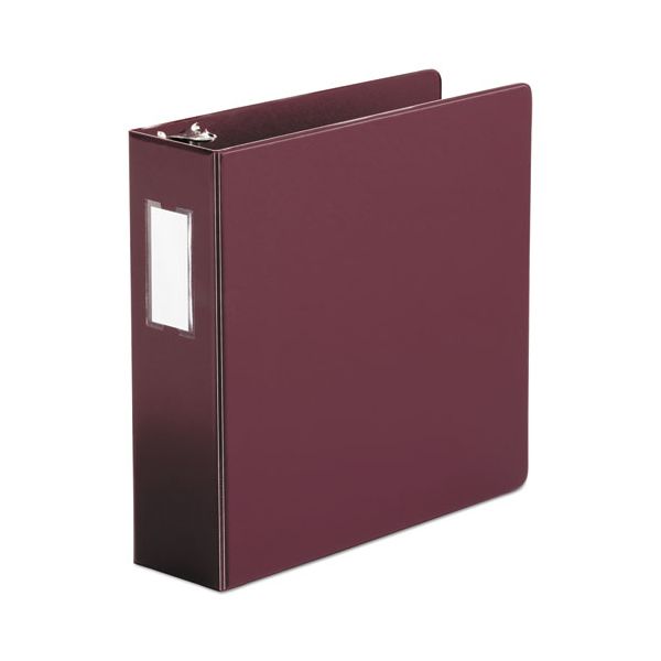 UNV35416 Universal Economy Non-View 3-Ring Binder With Label Holder, 3" Capacity, Round Ring, Burgundy