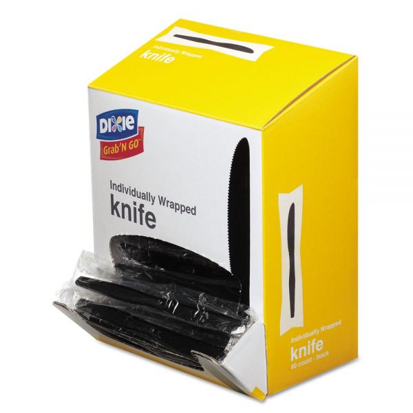 DXEKM5W540 Dixie Grab’N Go Wrapped Cutlery, Knives, Black, 90/Box, 6 Box/Carton