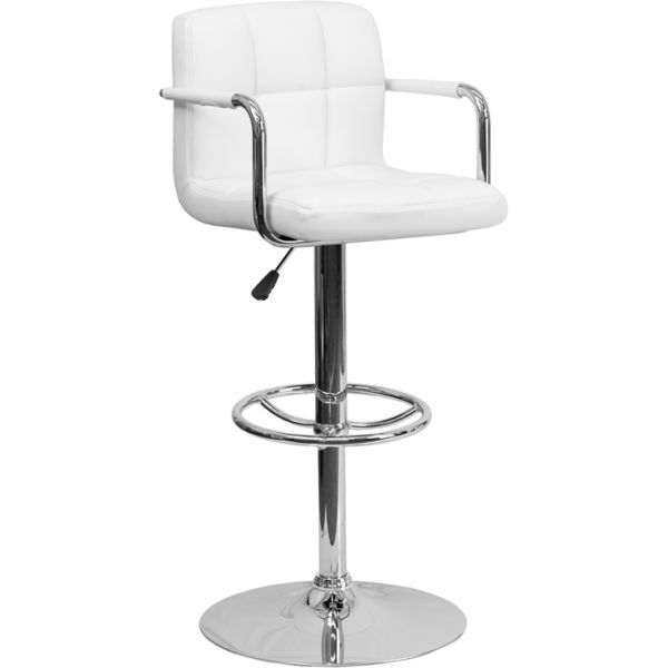 FHFCH102029WHGG Flash Furniture Contemporary Quilted Barstool with Arms