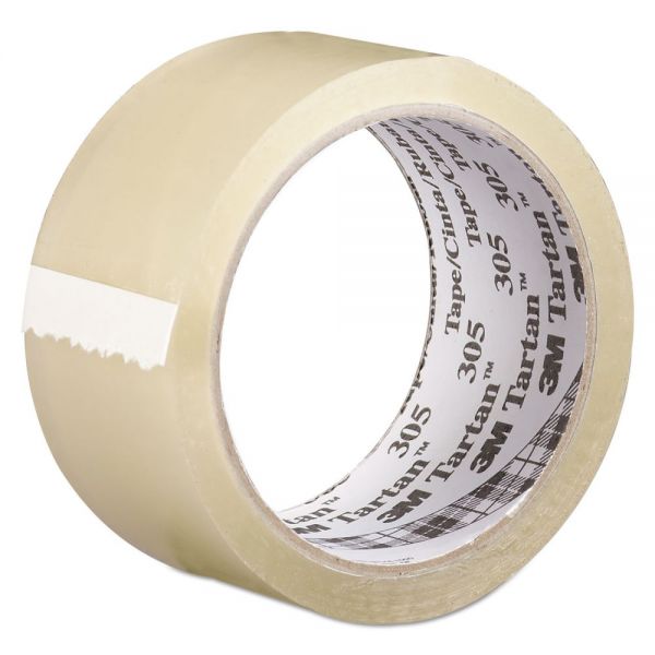 MMM30572 Tartan 305 Box Sealing Tape, 72 mm x 100 m, 3" Core, Clear, 24/Carton