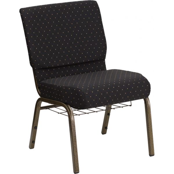 FHFFDCH02214GVS0806BASGG Flash Furniture Black Dot Patterned Fabric Church Chair
