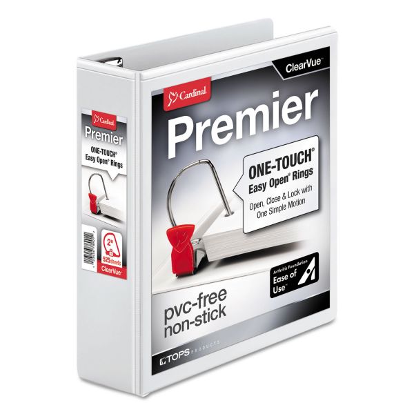 CRD10320 Cardinal Easy-Open ClearVue Locking 3-Ring View Binder, 2" Capacity, Slant-D Ring, White