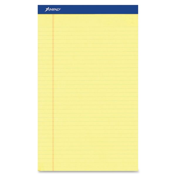 TOP20220 Ampad Perforated Writing Pad, 8 1/2 x 11 3/4, Canary, 50 Sheets, Dozen