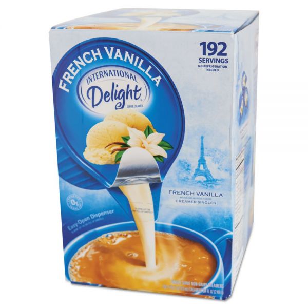 ITD827981 International Delight Flavored Liquid Non-Dairy Coffee Creamer, French Vanilla, 0.4375 oz Cups, 192/CT