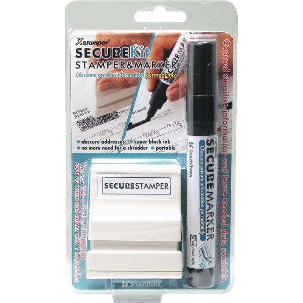 XST35302 Xstamper Secure Stamp S10 with Marker, 1/2 Inch x 1 5/8, Black